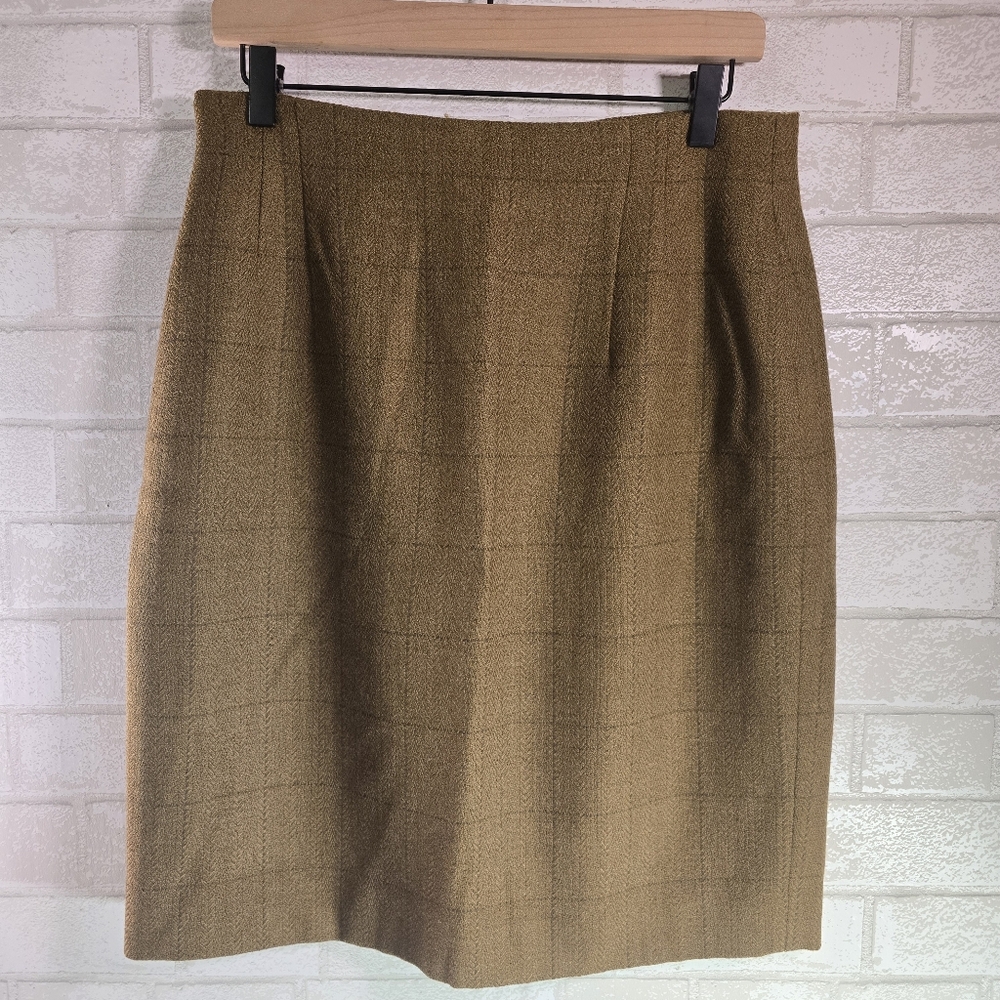 SOLD Vintage Jones New York Light Brown Check Lined Wool Skirt Short Business